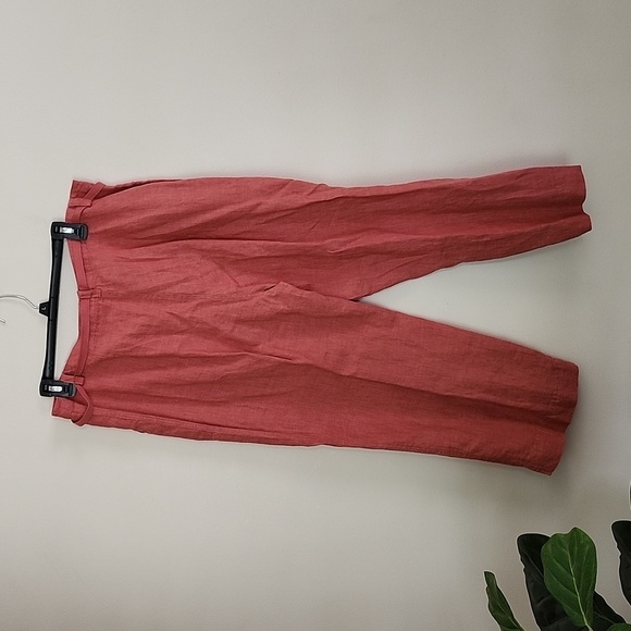 Linden Hill 2 piece linen jacket & pants, rusty red summer drawstring pull on - Picture 12 of 12